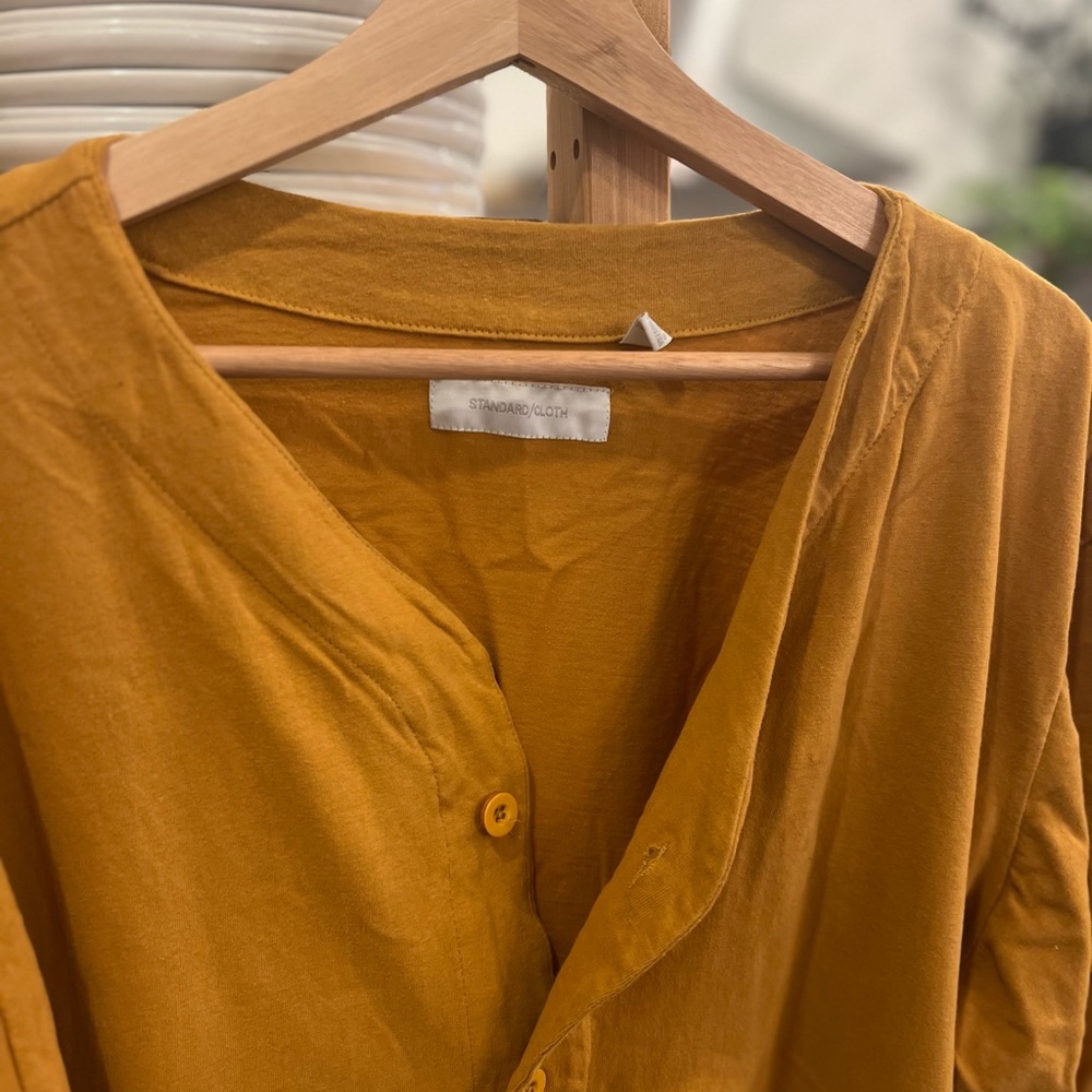 Mustard Button-Up Vintage Style Jersey Shirt